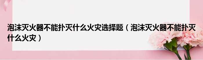 泡沫灭火器不能扑灭什么火灾选择题（泡沫灭火器不能扑灭什么火灾）