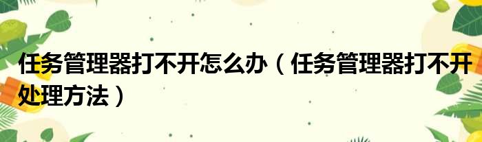 任务管理器打不开怎么办（任务管理器打不开处理方法）