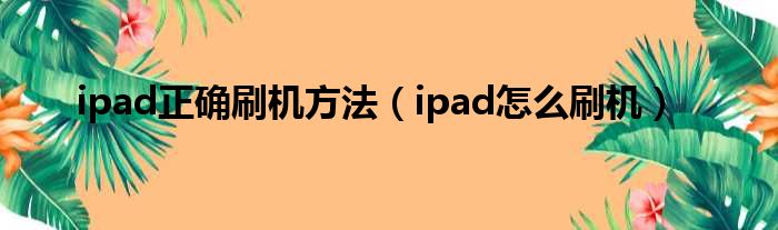 ipad正确刷机方法（ipad怎么刷机）