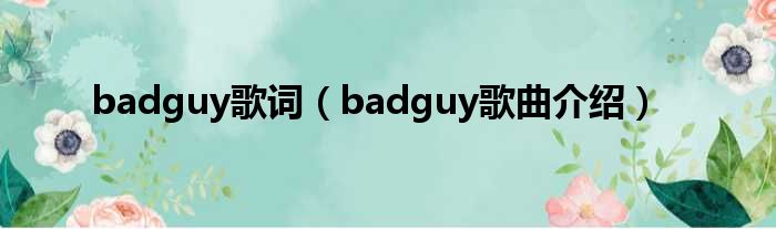 badguy歌词（badguy歌曲介绍）