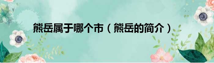 熊岳属于哪个市（熊岳的简介）