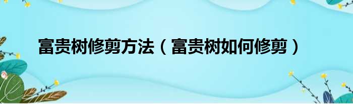 富贵树修剪方法（富贵树如何修剪）