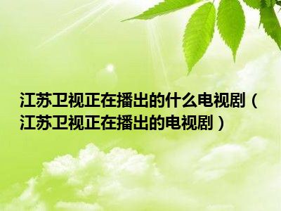 江苏卫视正在播出的什么电视剧（江苏卫视正在播出的电视剧）