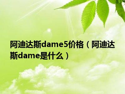 阿迪达斯dame5价格（阿迪达斯dame是什么）