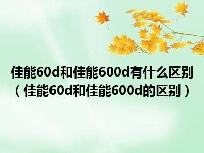 佳能60d和佳能600d有什么区别（佳能60d和佳能600d的区别）