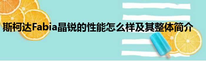 斯柯达Fabia晶锐的性能怎么样及其整体简介