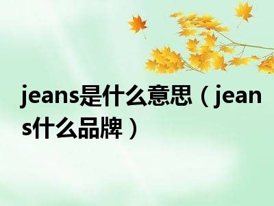 jeans是什么意思（jeans什么品牌）