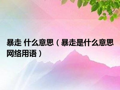 暴走 什么意思（暴走是什么意思网络用语）