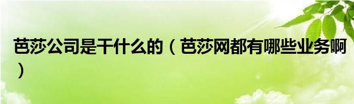  芭莎公司是干什么的（芭莎网都有哪些业务啊）