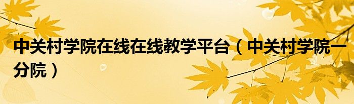  中关村学院在线在线教学平台（中关村学院一分院）