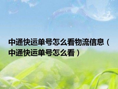 中通快运单号怎么看物流信息（中通快运单号怎么看）