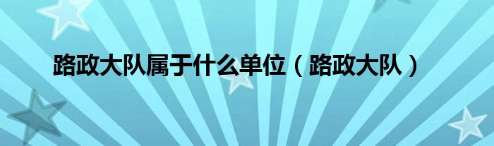  路政大队属于什么单位（路政大队）