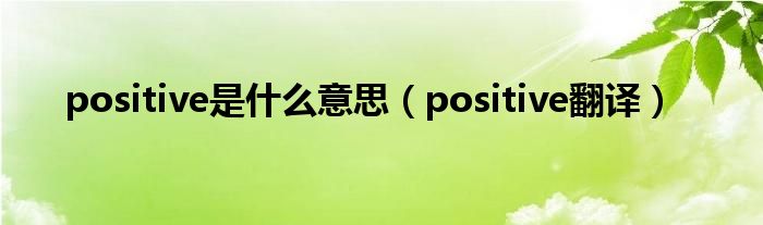  positive是什么意思（positive翻译）