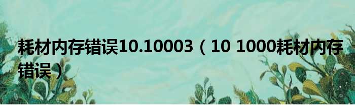 耗材内存错误10.10003（10 1000耗材内存错误）