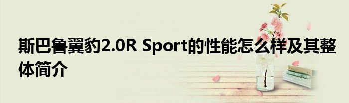 斯巴鲁翼豹2.0R Sport的性能怎么样及其整体简介