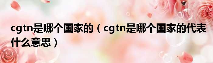 cgtn是哪个国家的（cgtn是哪个国家的代表什么意思）