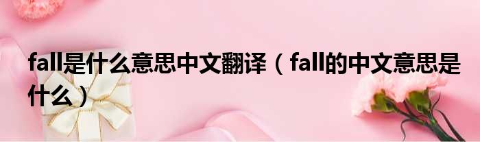 fall是什么意思中文翻译（fall的中文意思是什么）