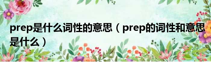 prep是什么词性的意思（prep的词性和意思是什么）