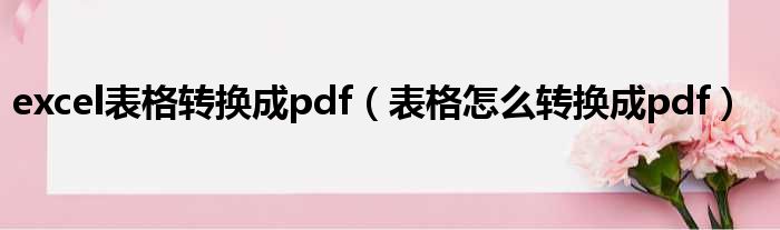 excel表格转换成pdf（表格怎么转换成pdf）