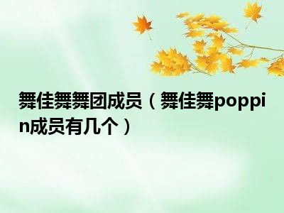 舞佳舞舞团成员（舞佳舞poppin成员有几个）