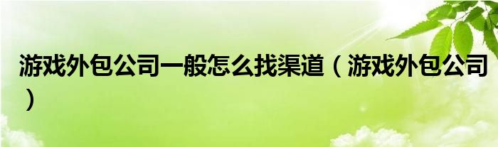 游戏外包公司一般怎么找渠道（游戏外包公司）