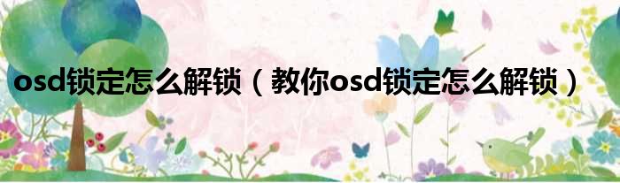 osd锁定怎么解锁（教你osd锁定怎么解锁）