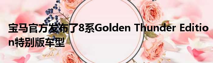 宝马官方发布了8系Golden Thunder Edition特别版车型