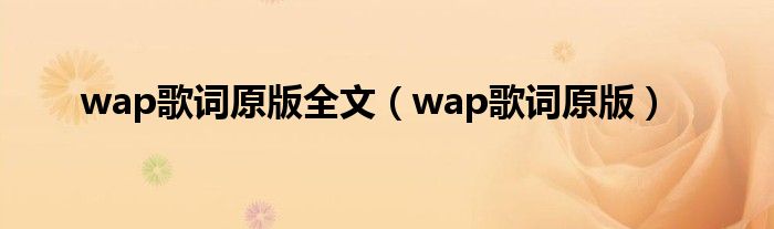  wap歌词原版全文（wap歌词原版）