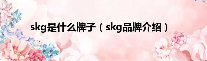 skg是什么牌子（skg品牌介绍）