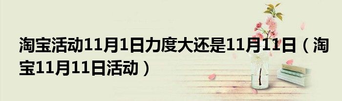  淘宝活动11月1日力度大还是11月11日（淘宝11月11日活动）