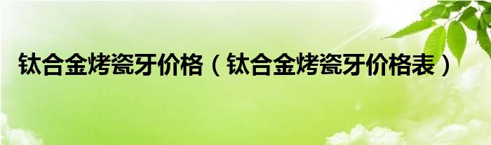  钛合金烤瓷牙价格（钛合金烤瓷牙价格表）