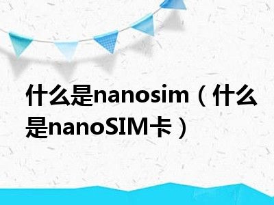 什么是nanosim（什么是nanoSIM卡）