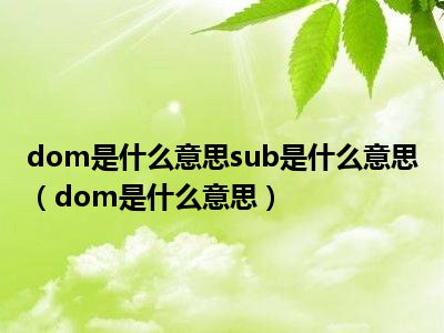 dom是什么意思sub是什么意思（dom是什么意思）