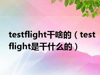 testflight干啥的（testflight是干什么的）