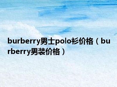 burberry男士polo衫价格（burberry男装价格）