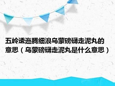 五岭逶迤腾细浪乌蒙磅礴走泥丸的意思（乌蒙磅礴走泥丸是什么意思）