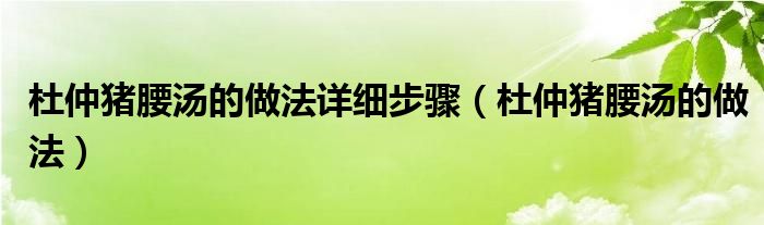  杜仲猪腰汤的做法详细步骤（杜仲猪腰汤的做法）