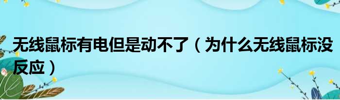 无线鼠标有电但是动不了（为什么无线鼠标没反应）