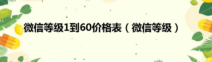 微信等级1到60价格表（微信等级）