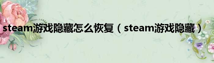 steam游戏隐藏怎么恢复（steam游戏隐藏）