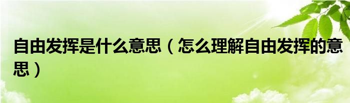 自由发挥是什么意思（怎么理解自由发挥的意思）