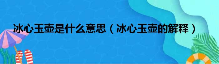 冰心玉壶是什么意思（冰心玉壶的解释）