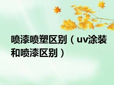 喷漆喷塑区别（uv涂装和喷漆区别）