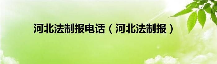  河北法制报电话（河北法制报）