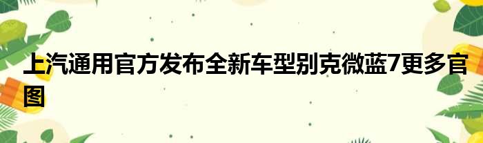 上汽通用官方发布全新车型别克微蓝7更多官图