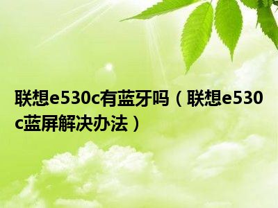 联想e530c有蓝牙吗（联想e530c蓝屏解决办法）