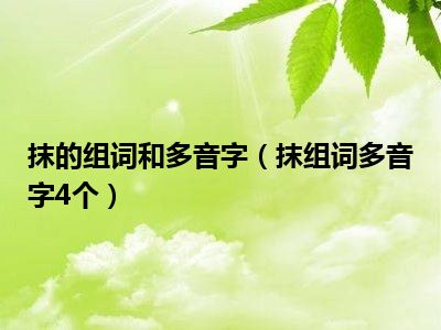 抹的组词和多音字（抹组词多音字4个）