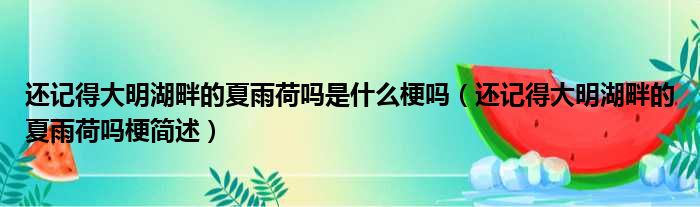 还记得大明湖畔的夏雨荷吗是什么梗吗（还记得大明湖畔的夏雨荷吗梗简述）