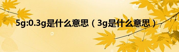  5g:0.3g是什么意思（3g是什么意思）