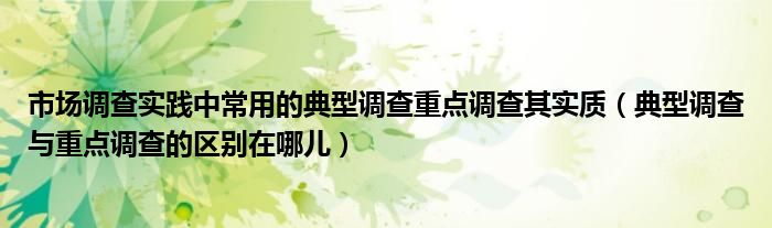 市场调查实践中常用的典型调查重点调查其实质（典型调查与重点调查的区别在哪儿）